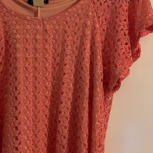 Peach Blouse body lined w/ lace outer A frame hem
